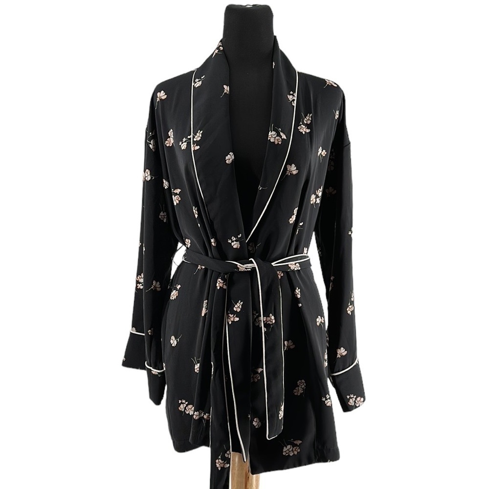 Oak + Fort kimono style coat robe floral elegant girlie career casual sz xs